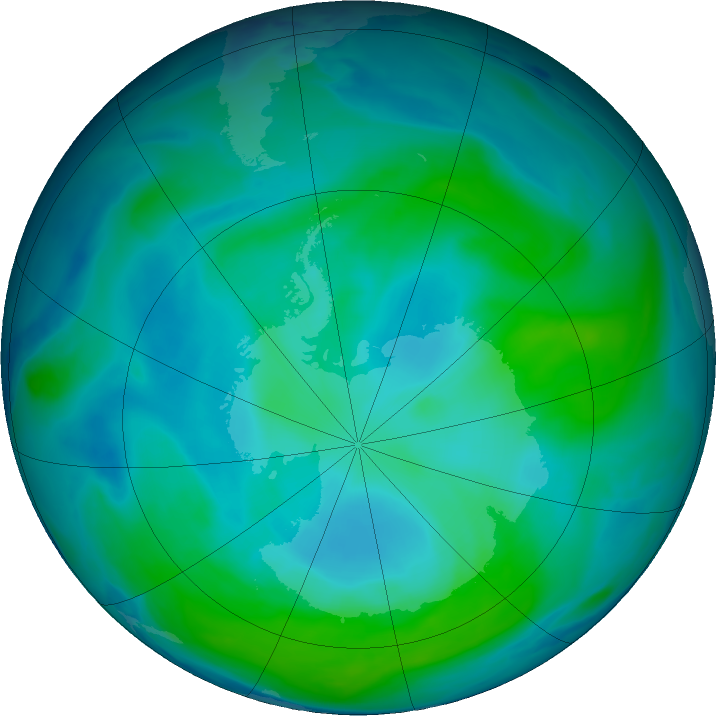 Antarctic ozone map for 01 February 2017